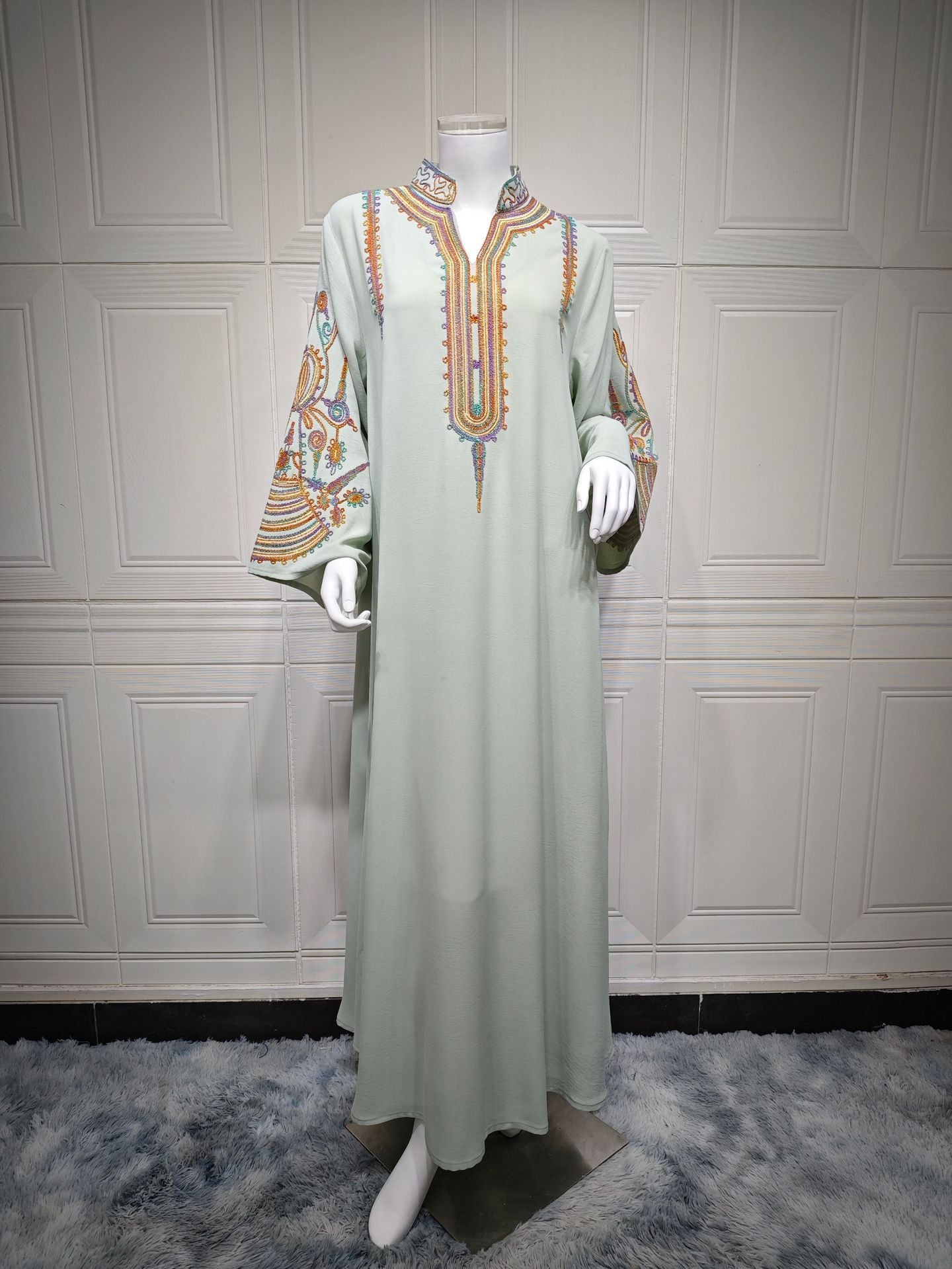 Women's Embroidered Rope Embroidered Muslim Dress - Meesal