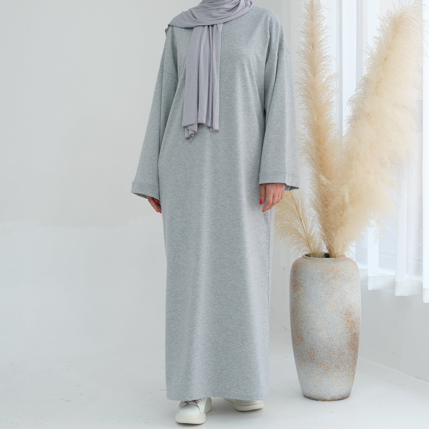 Dubai Middle East Turkey Solid Color Hoodie Dress - Meesal