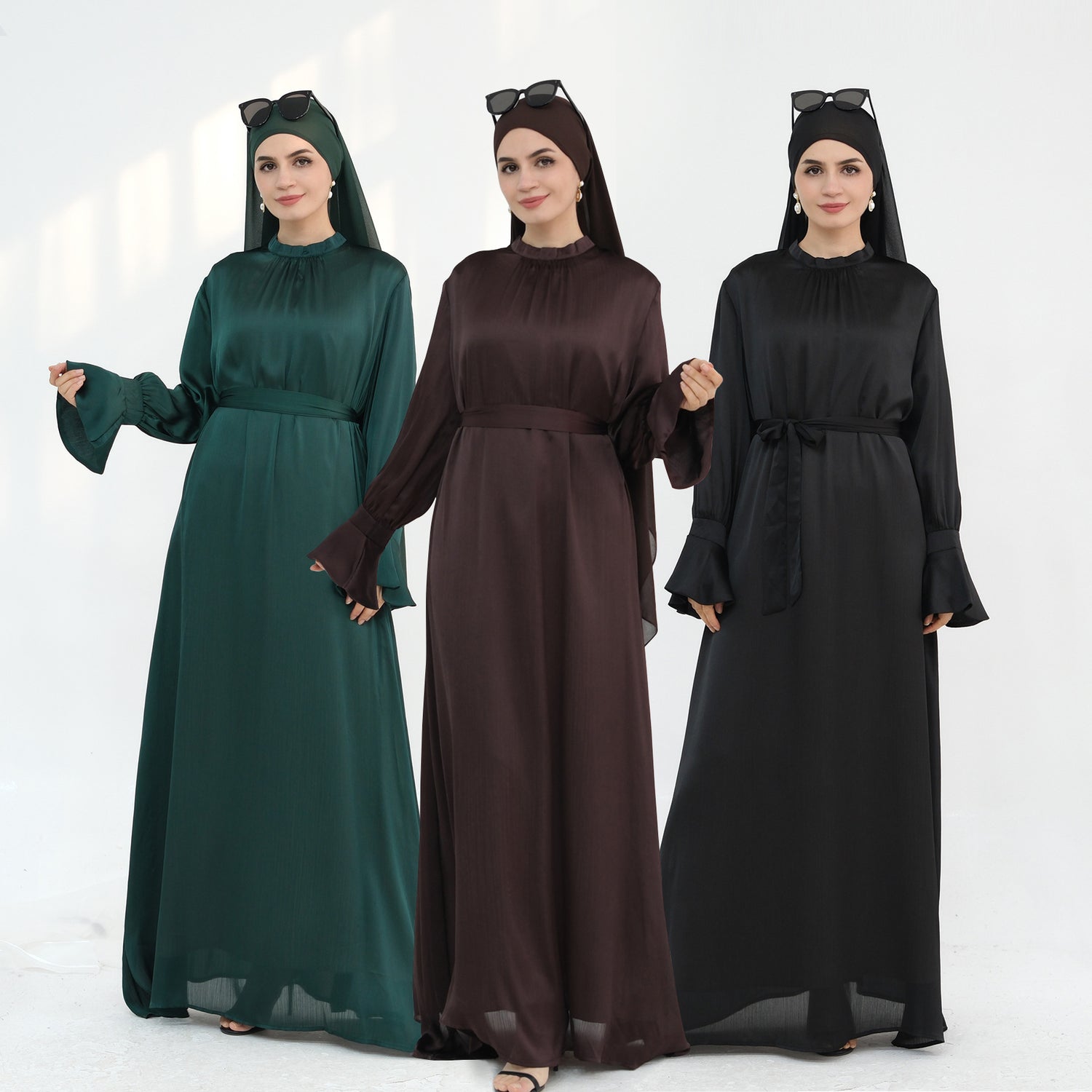 European And American Dubai Elegant Satin Dress - Meesal