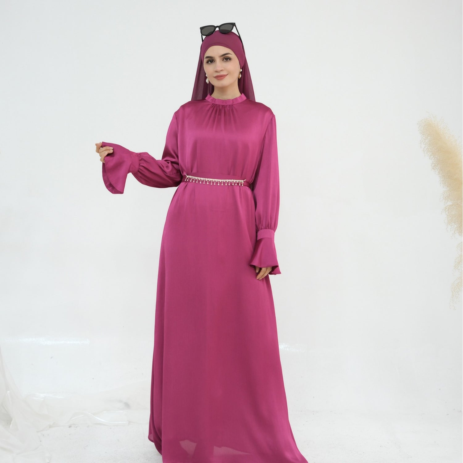 European And American Dubai Elegant Satin Dress - Meesal