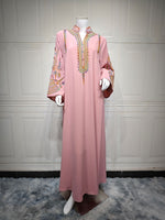 Women's Embroidered Rope Embroidered Muslim Dress - Meesal
