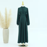 Middle East Turkey Dubai Solid Color Drawstring Sleeve Dress - Meesal