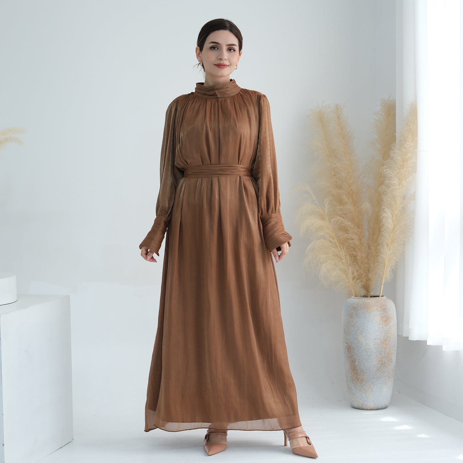 Turkey Dubai Exquisite Pure Color Tied Dress - Meesal