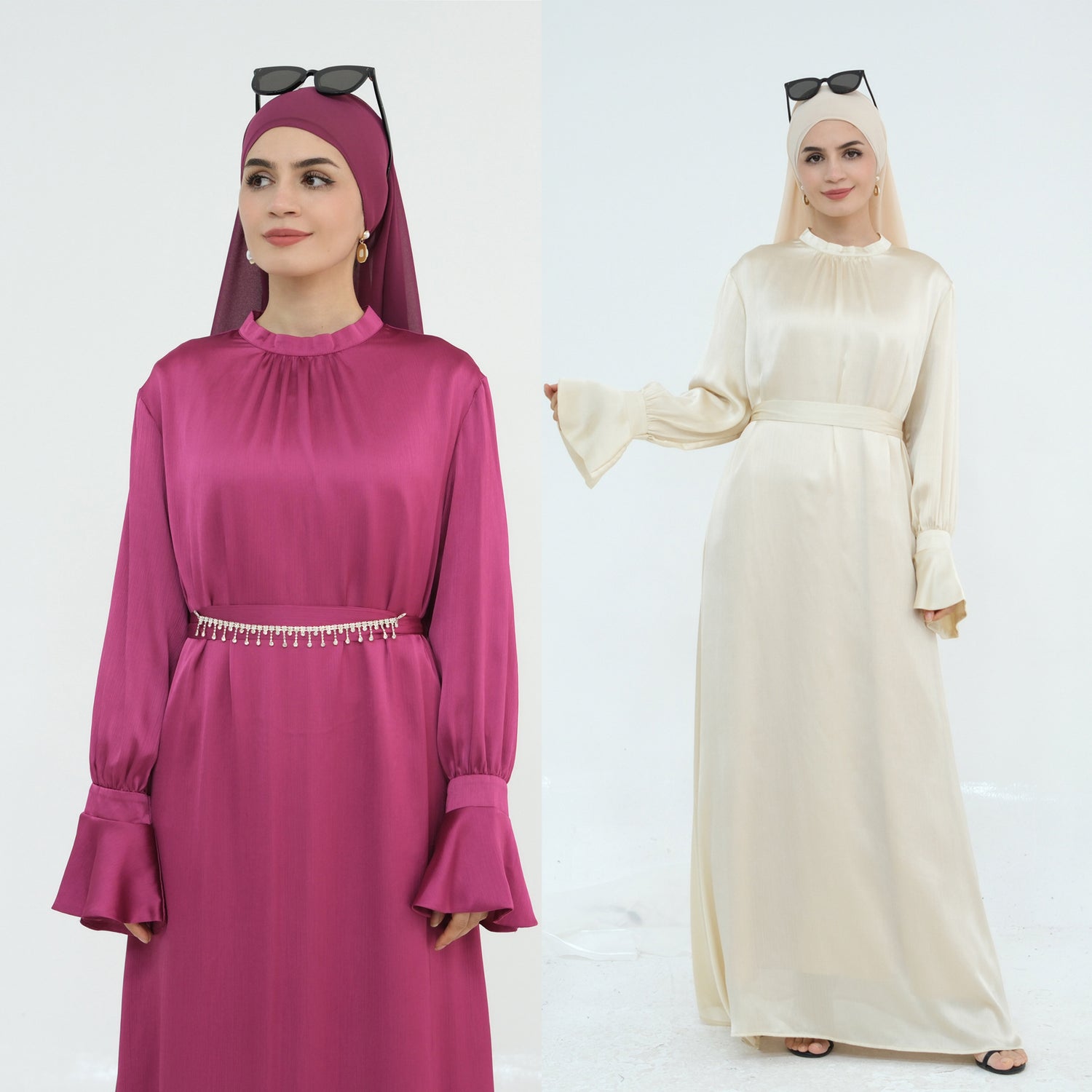 European And American Dubai Elegant Satin Dress - Meesal