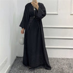 Eid Ramadan Muslim Arabic Abaya Islamic Women 3pcs/4pcs Suits Beads Open Kimono+Wrap+Dress Middle East Dubai Kaftan Turkey Sets - Meesal