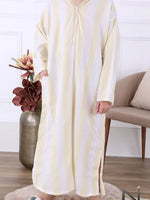 Striped Embroidery Robe - Meesal