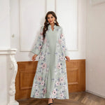 Floral Print Beaded Arabic Dress - Meesal