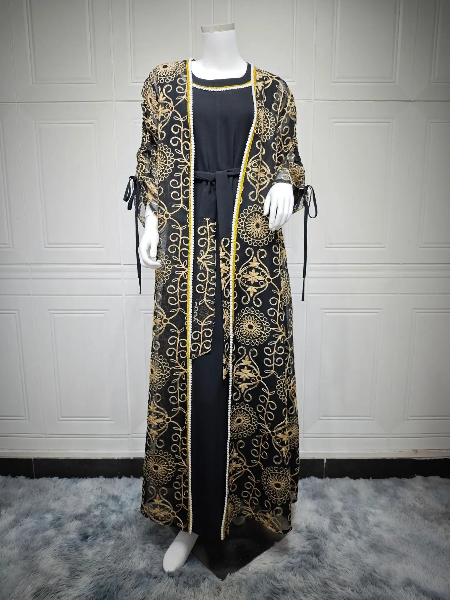 Embroidered Muslim Abaya Set - Meesal