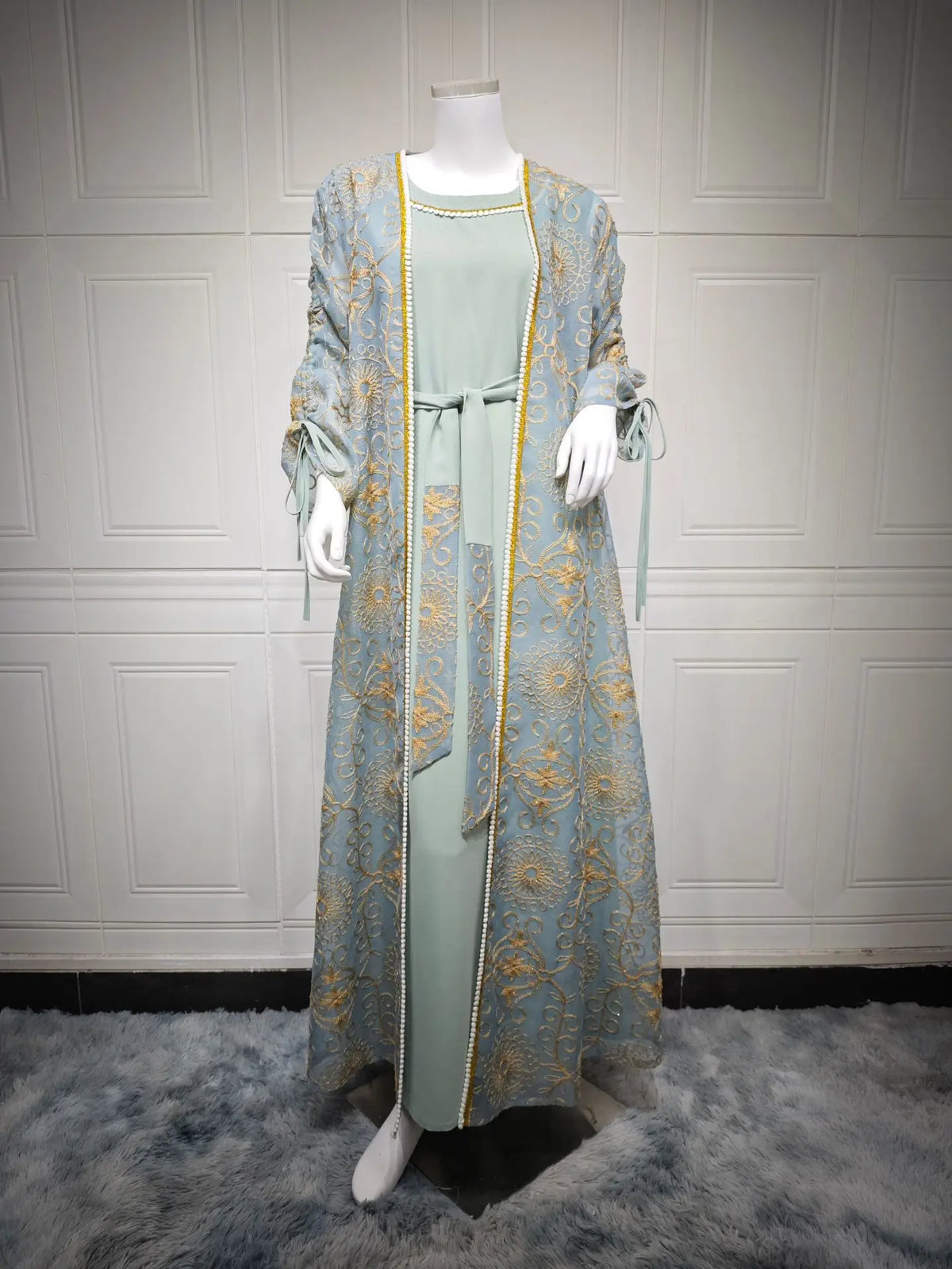 Embroidered Muslim Abaya Set - Meesal