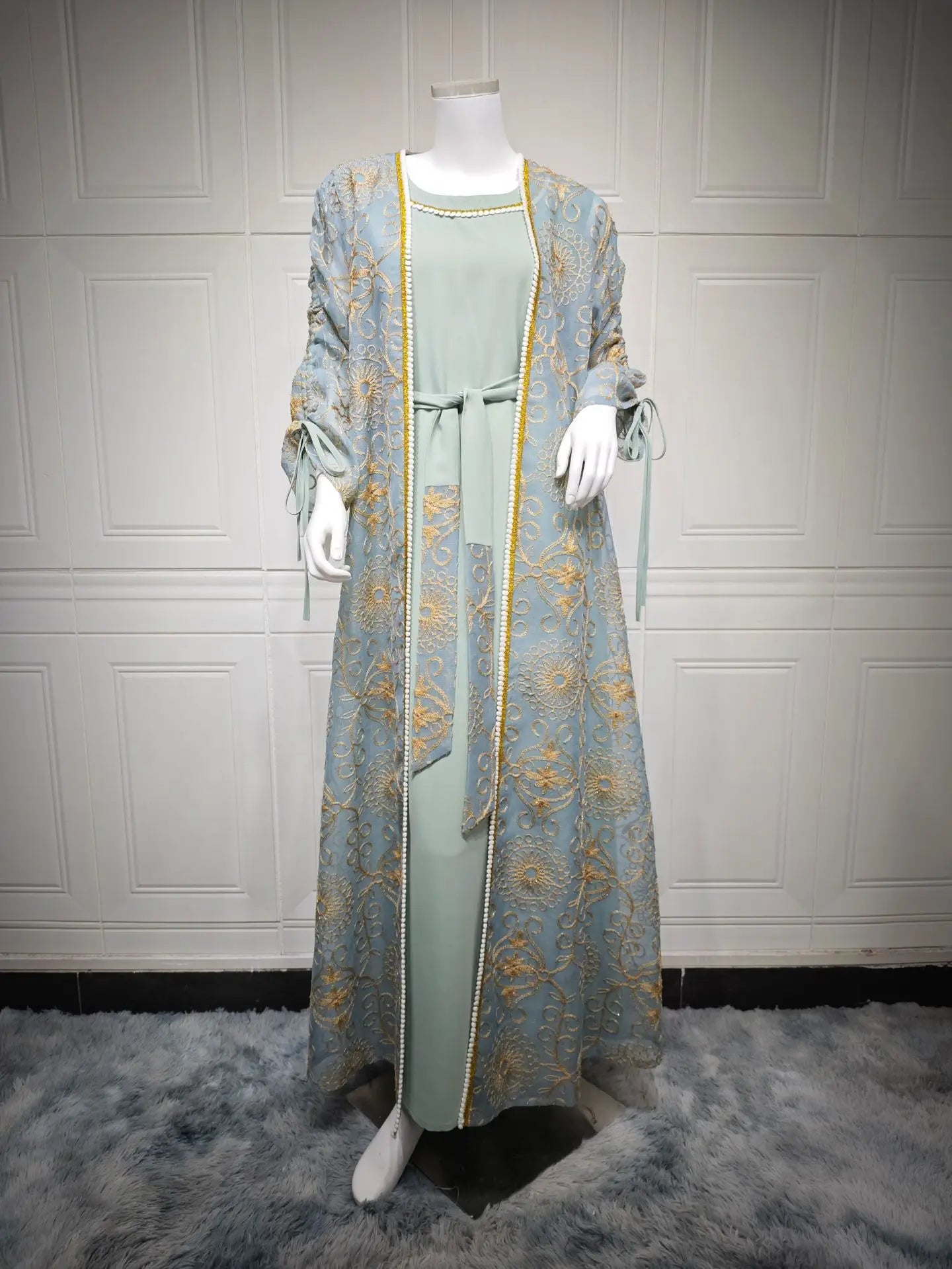 Embroidered Muslim Abaya Set - Meesal