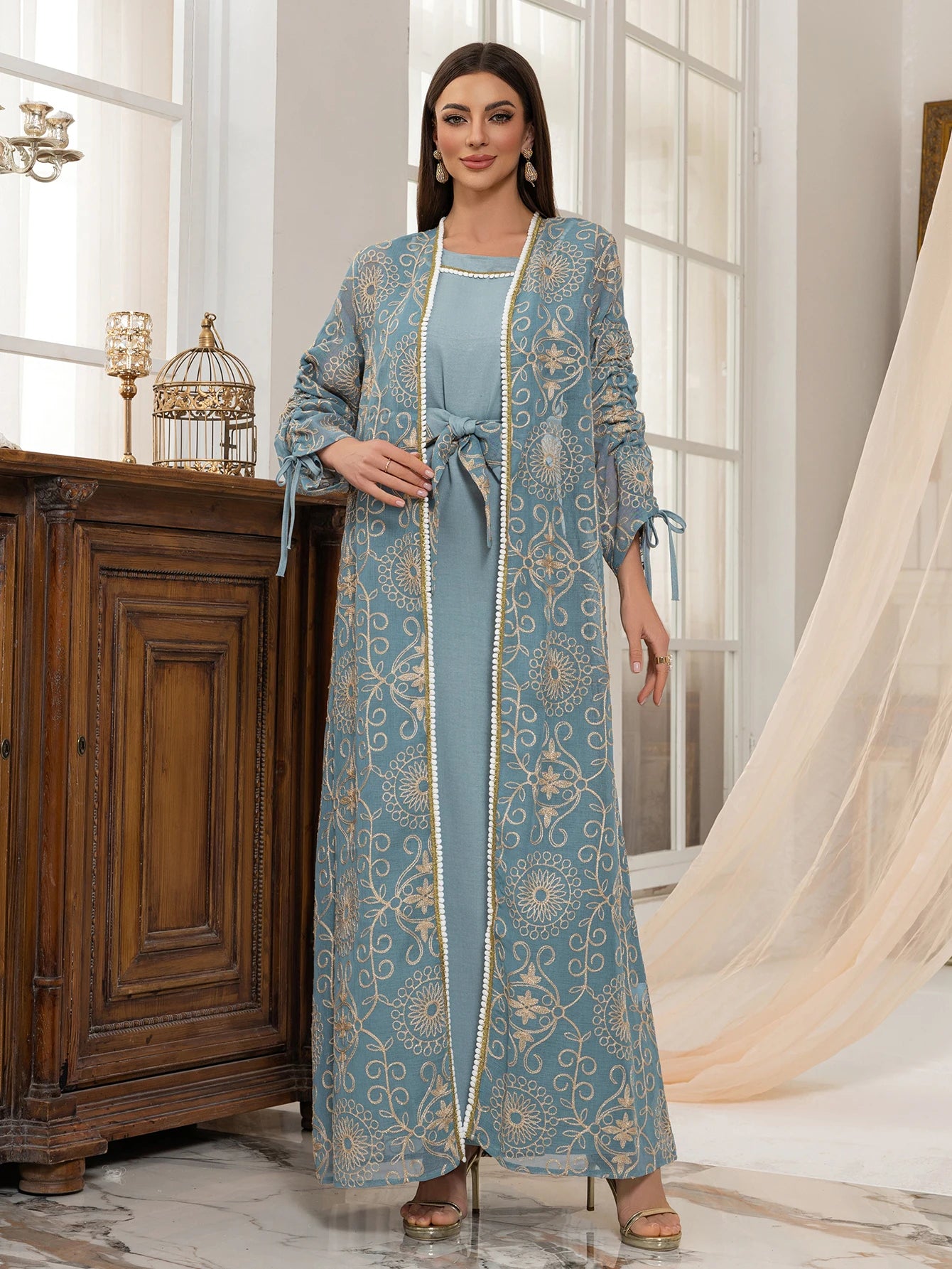 Embroidered Muslim Abaya Set - Meesal