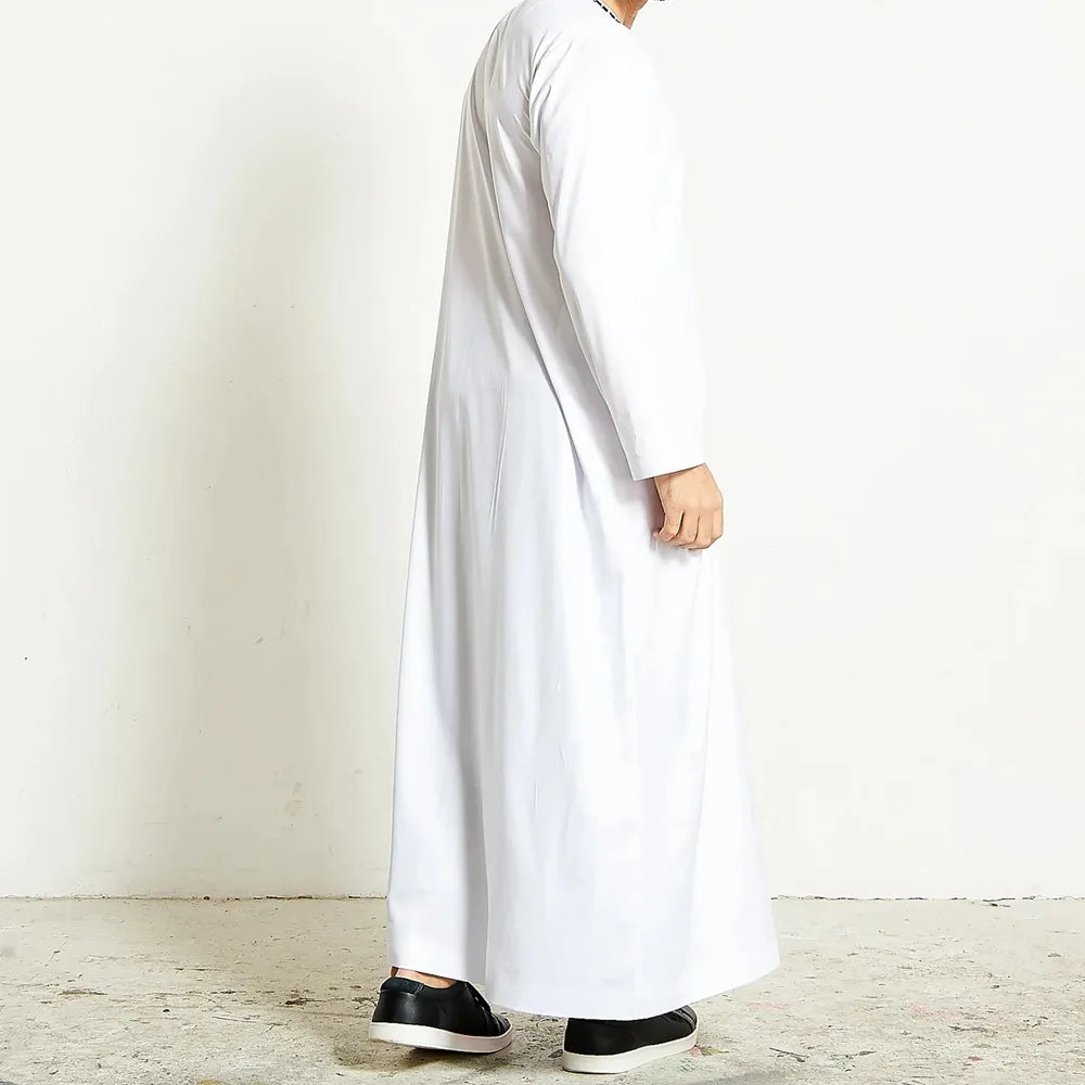 Solid Color Embroidery Long Robe - Meesal
