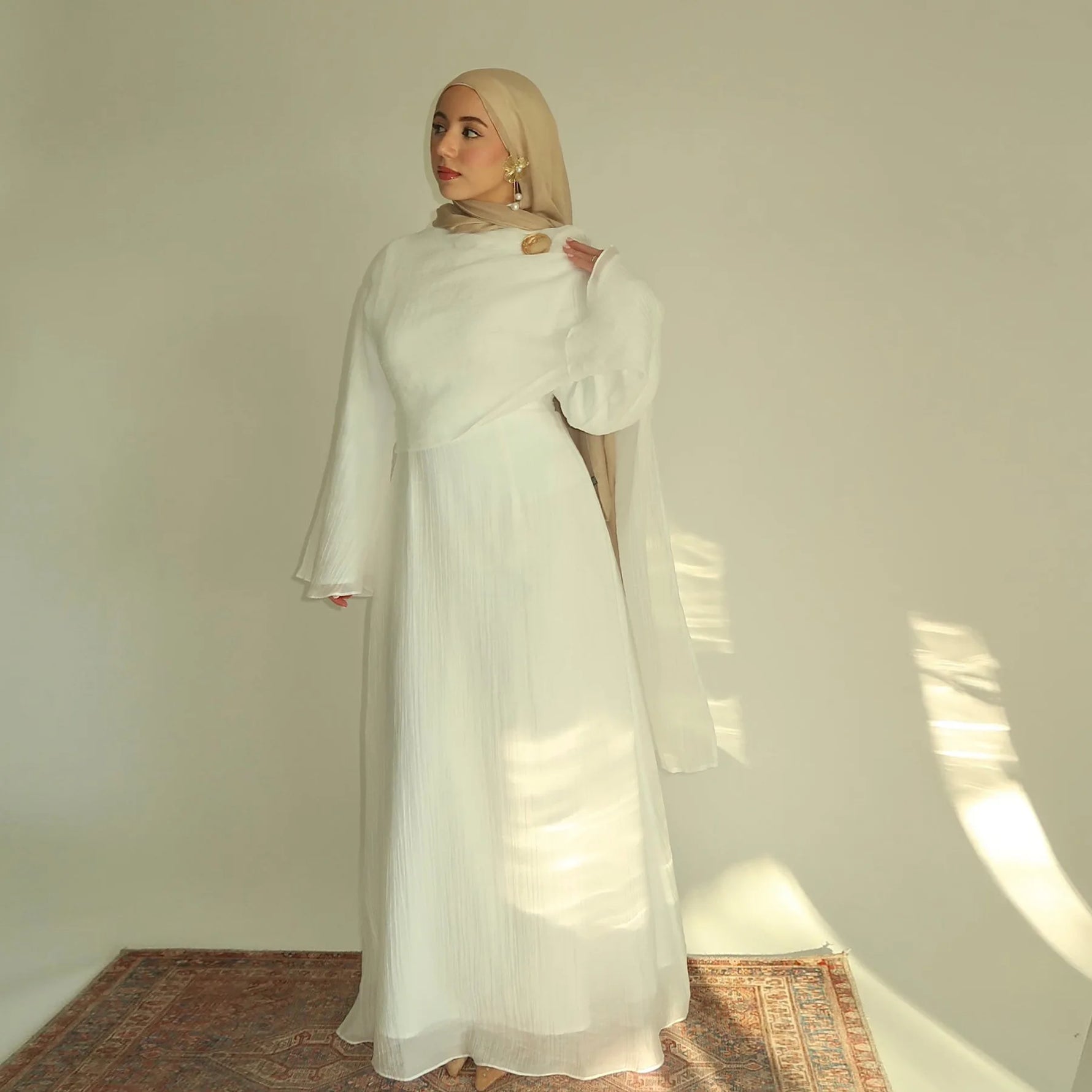 Two Piece Middle East Muslim Cardigan Set for Women Ramadan Eid Dubai Modest Abaya Dress Elegant Islam Solid Turkey Robe Outfit - Meesal