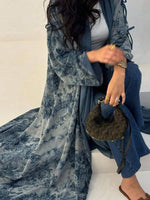 Middle Eastern Women Loose Tie Dye Abayas Casual Kaftan Arabian Maxi Dresses Full Sleeve Open Front Abaya Jilbabs Without Hajib - Meesal