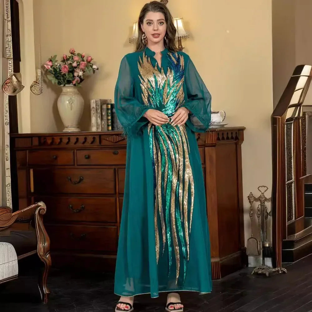 V-neck Long-sleeved Elegant Dress - Meesal
