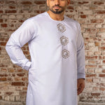 Solid Color Embroidery Long Robe - Meesal