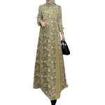 ZANZEA Women Fashion Long Sleeve Muslim Dress Patchwork Abaya Hijab Dresses Islamic Robe Femme Bohemain Floral Printed Sundress - Meesal