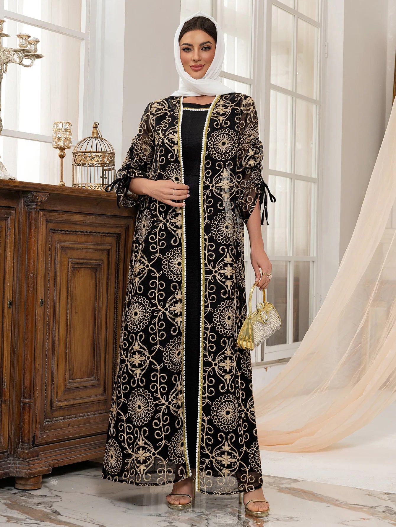 Embroidered Muslim Abaya Set - Meesal
