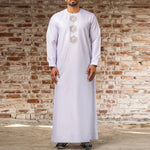 Solid Color Embroidery Long Robe - Meesal