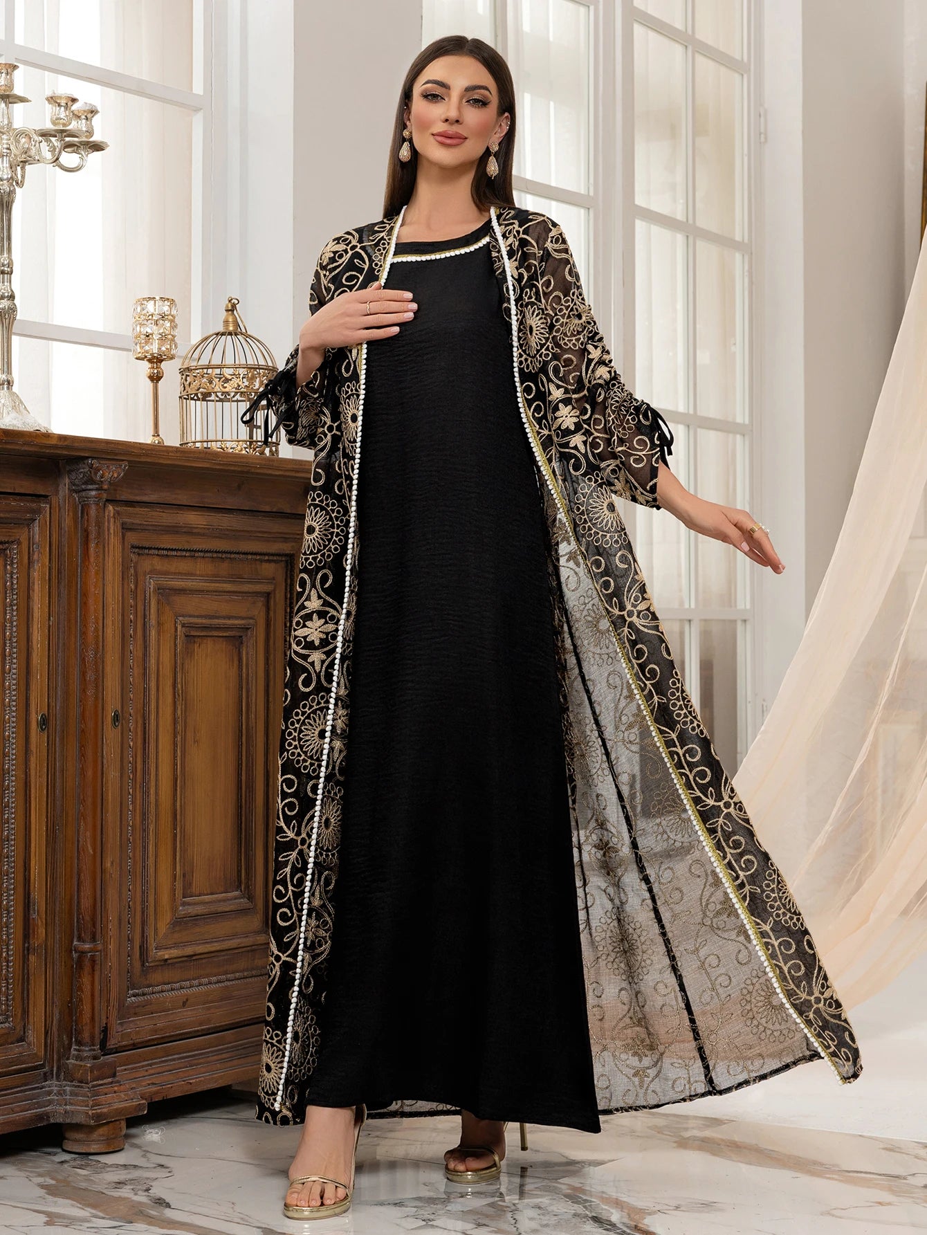 Embroidered Muslim Abaya Set - Meesal