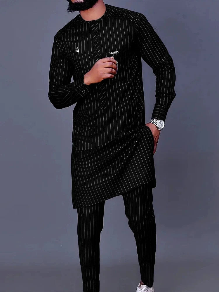 Men's casual white geometric print suit - Meesal
