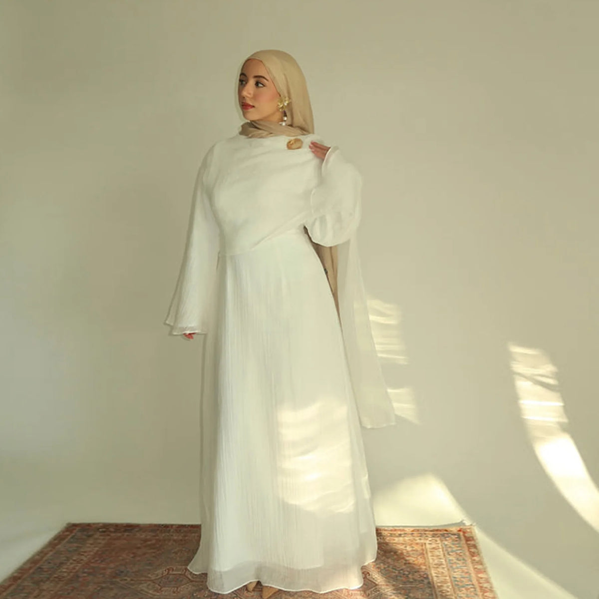 Two Piece Middle East Muslim Cardigan Set for Women Ramadan Eid Dubai Modest Abaya Dress Elegant Islam Solid Turkey Robe Outfit - Meesal