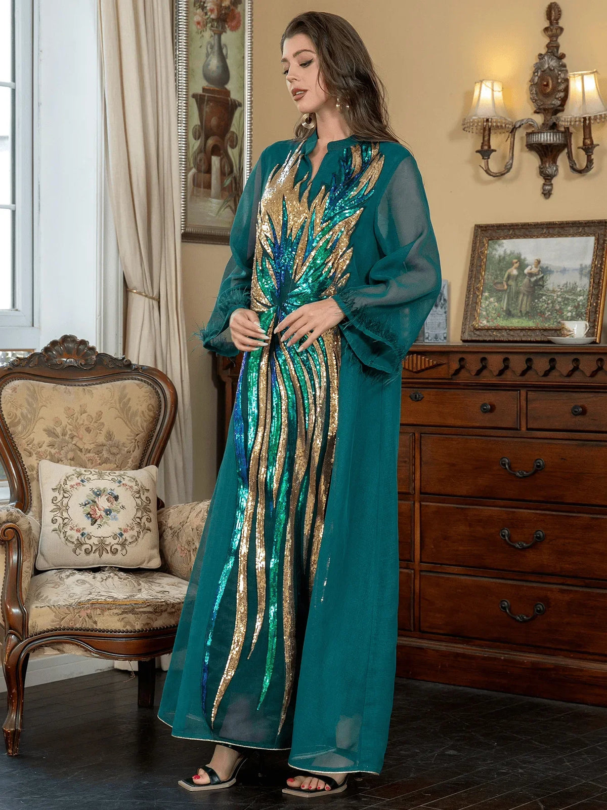 V-neck Long-sleeved Elegant Dress - Meesal