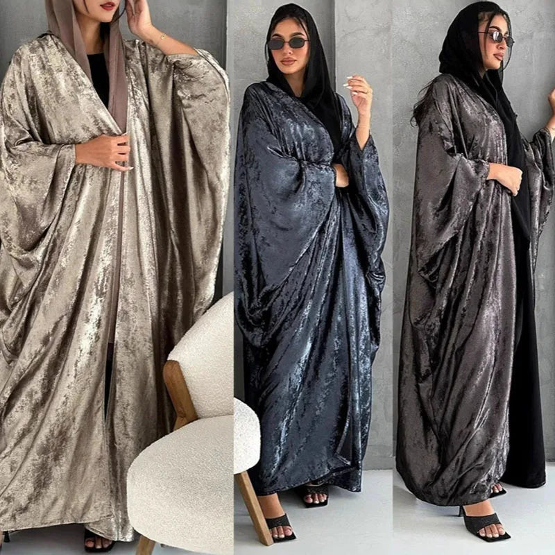 Fashion Shiny Party Batwing Sleeve Abaya Women Arab Middle East Dubai Ramadan Eid Muslim Dresses Luxury Kaftan Islamic Clothing - Meesal