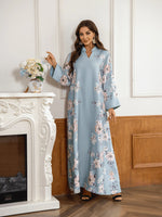 Floral Print Beaded Arabic Dress - Meesal