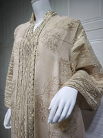 Muslim Women's Beige Islamic Embroidered Abaya with Gold Detailing Ideal for Formal Occasions in Middle East like UAE and Saudi - Meesal