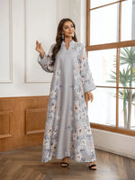 Floral Print Beaded Arabic Dress - Meesal