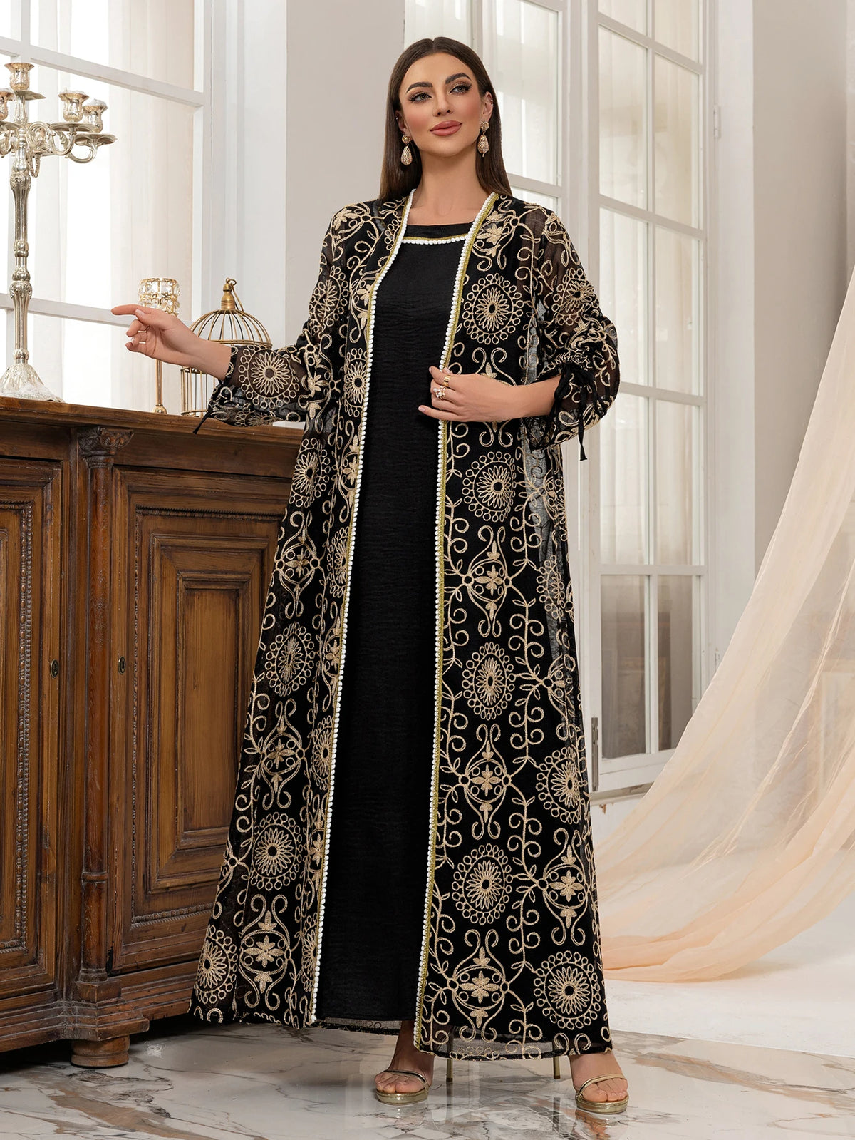 Embroidered Muslim Abaya Set - Meesal