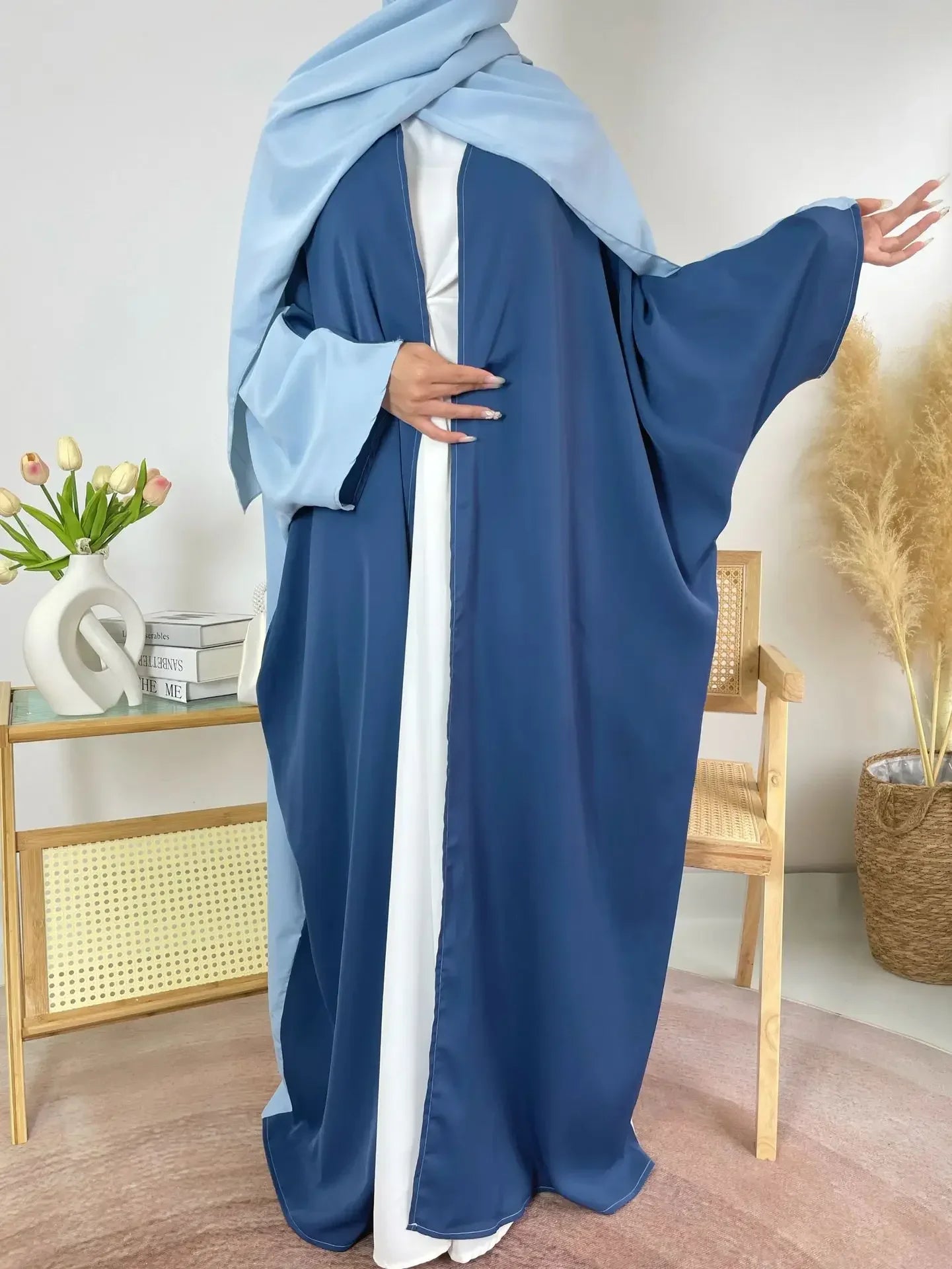 Eid Djellaba Satin Kimono Open Abayas Dubai Luxury Muslim Dress for Women Turkey Kaftan Kebaya Ramadan Morocco Caftan Jalabiya - Meesal
