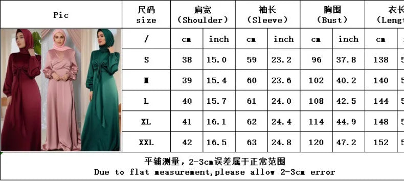 Arabic Muslim Women Modest Dress Elegant Dubai Satin Abaya Islamic Party Clothing Holiday Travel Outfit 2025 Turkey Robe - Meesal