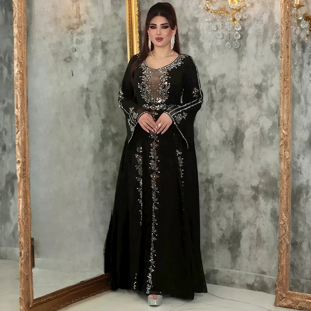 Abayas For Women Dubai Luxury 2025 African Muslim Fashion Dress Caftan Marocain Evening Party Dresses Kimono Robe Djellaba Femme - Meesal