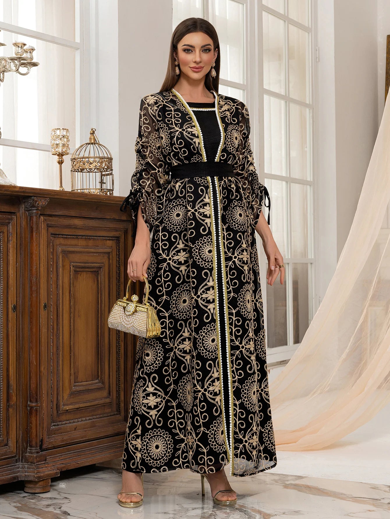 Embroidered Muslim Abaya Set - Meesal