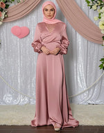 Arabic Muslim Women Modest Dress Elegant Dubai Satin Abaya Islamic Party Clothing Holiday Travel Outfit 2025 Turkey Robe - Meesal