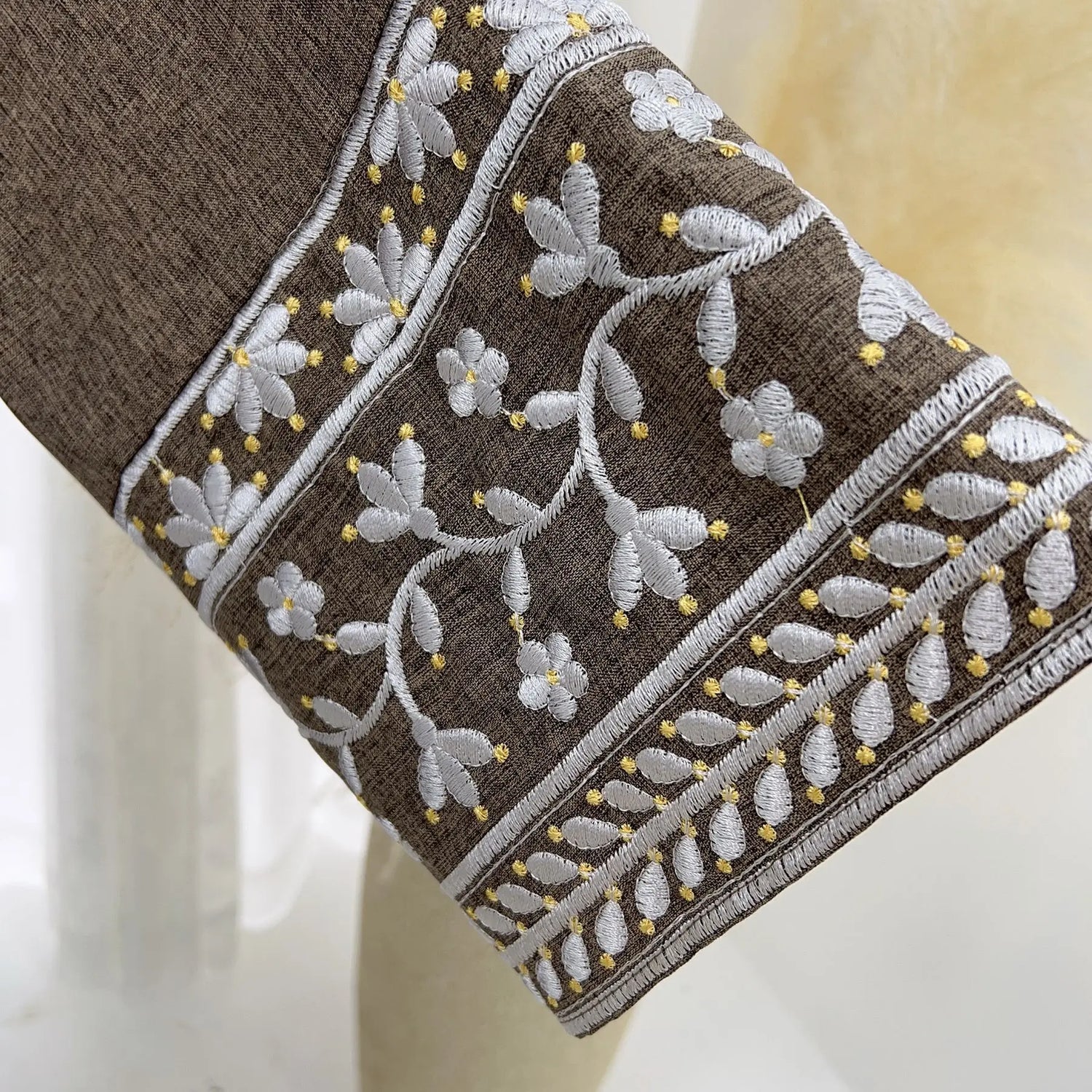 Embroidered Kimono Abaya - Meesal