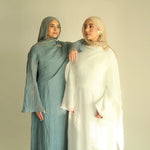 Two Piece Middle East Muslim Cardigan Set for Women Ramadan Eid Dubai Modest Abaya Dress Elegant Islam Solid Turkey Robe Outfit - Meesal