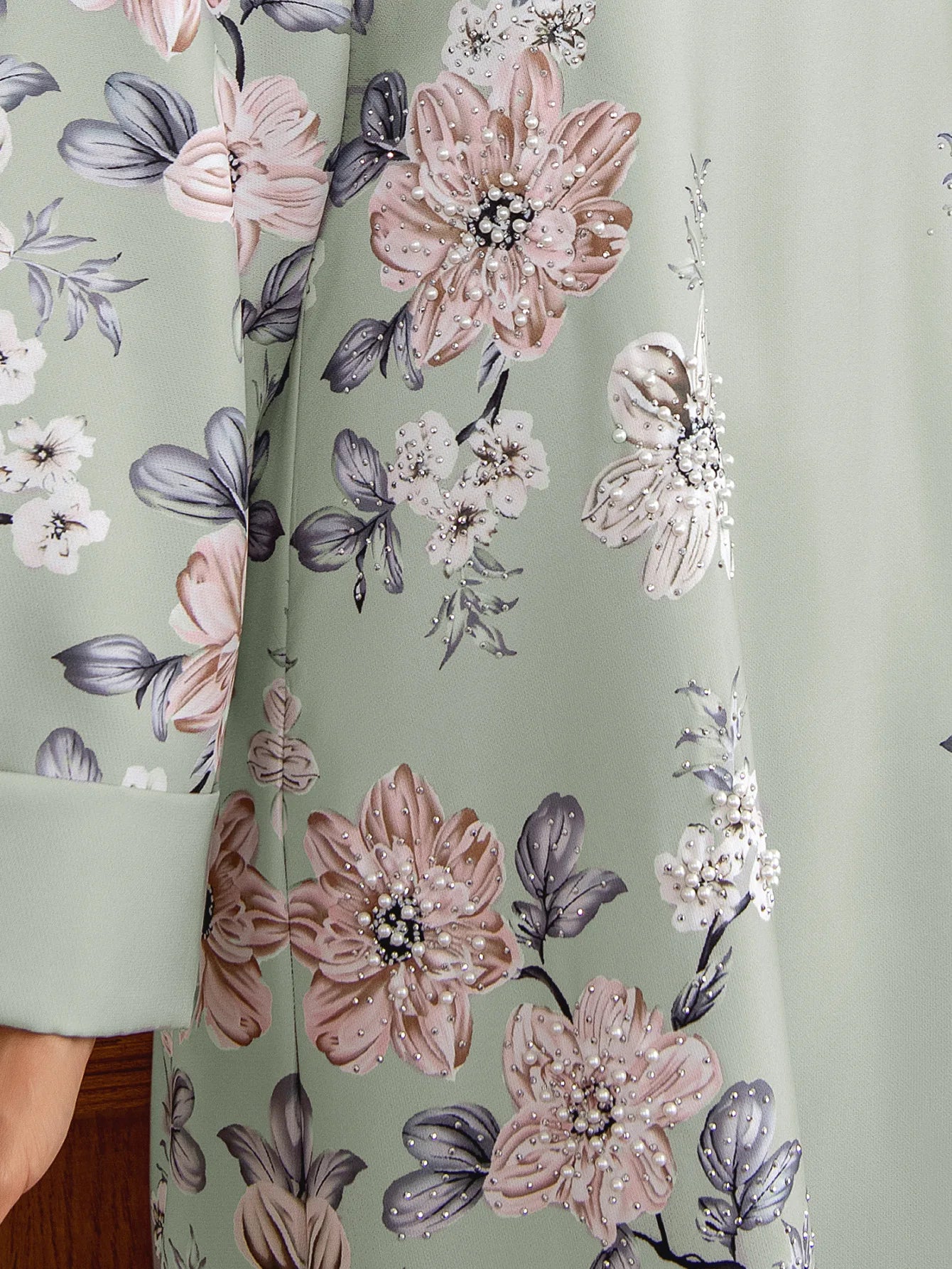 Floral Print Beaded Arabic Dress - Meesal