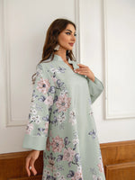 Floral Print Beaded Arabic Dress - Meesal