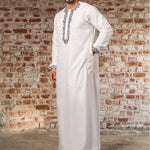 Solid Color Embroidery Long Robe - Meesal