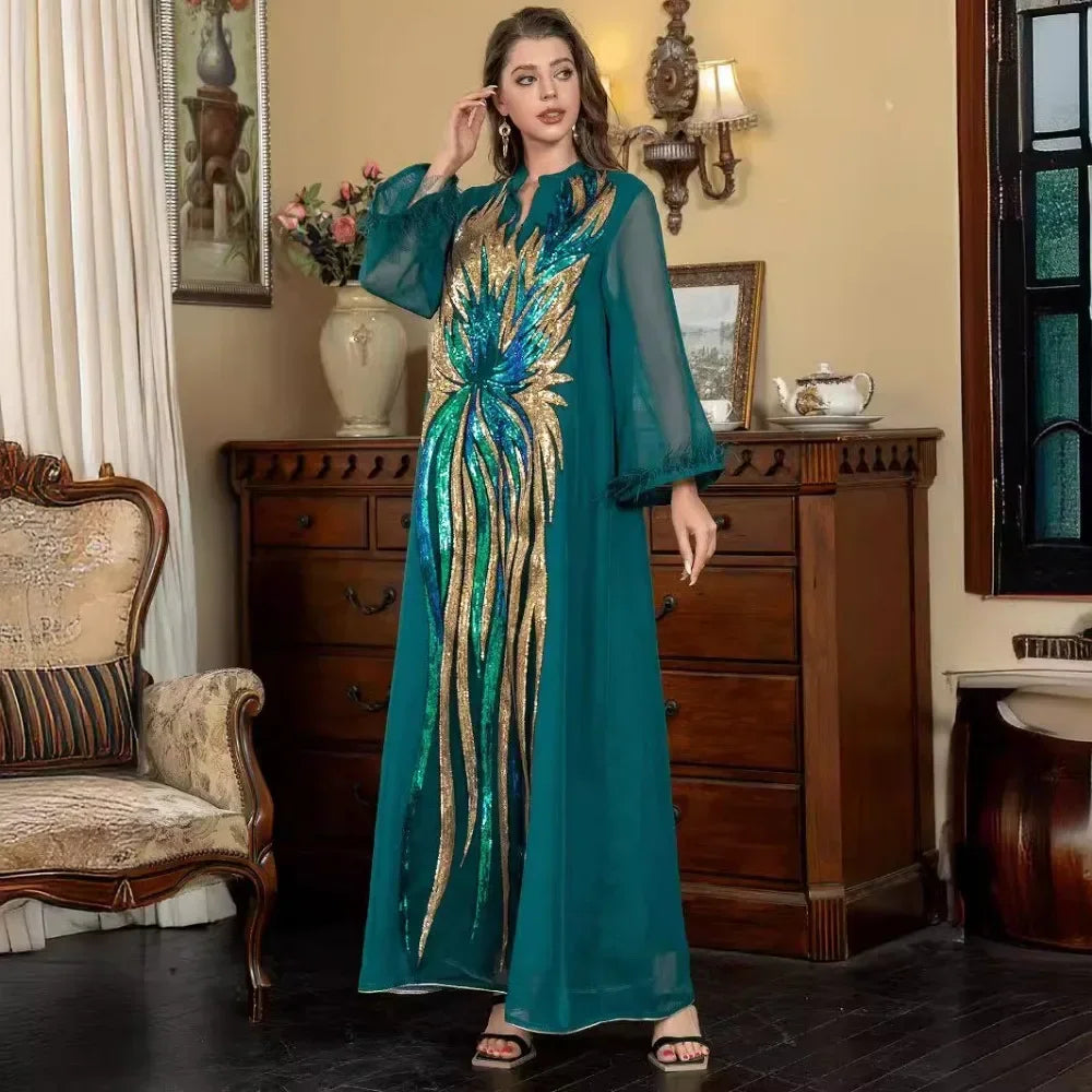 V-neck Long-sleeved Elegant Dress - Meesal