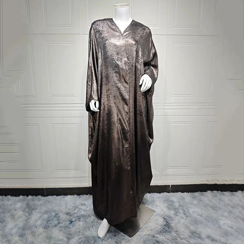 Fashion Shiny Party Batwing Sleeve Abaya Women Arab Middle East Dubai Ramadan Eid Muslim Dresses Luxury Kaftan Islamic Clothing - Meesal