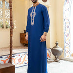 Solid Color Embroidery Long Robe - Meesal