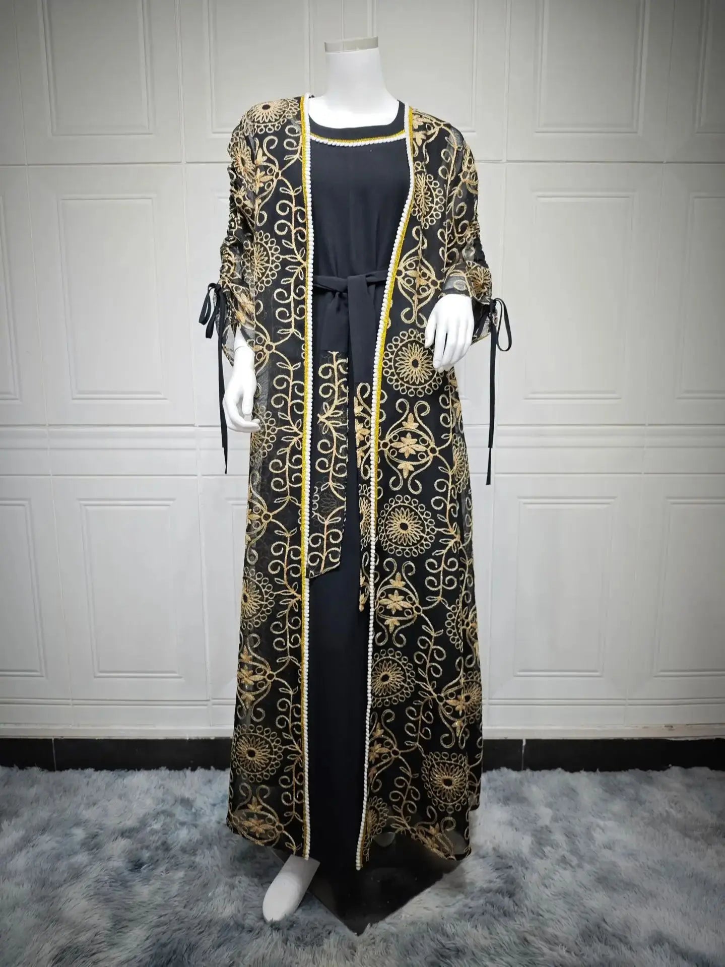 Embroidered Muslim Abaya Set - Meesal