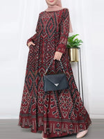 ZANZEA Women Spring Muslim Abaya Maxi Long Dress Vintage Long Sleeve Floral Printed Sundress Robe Femme Turkey Hijab Vestido - Meesal