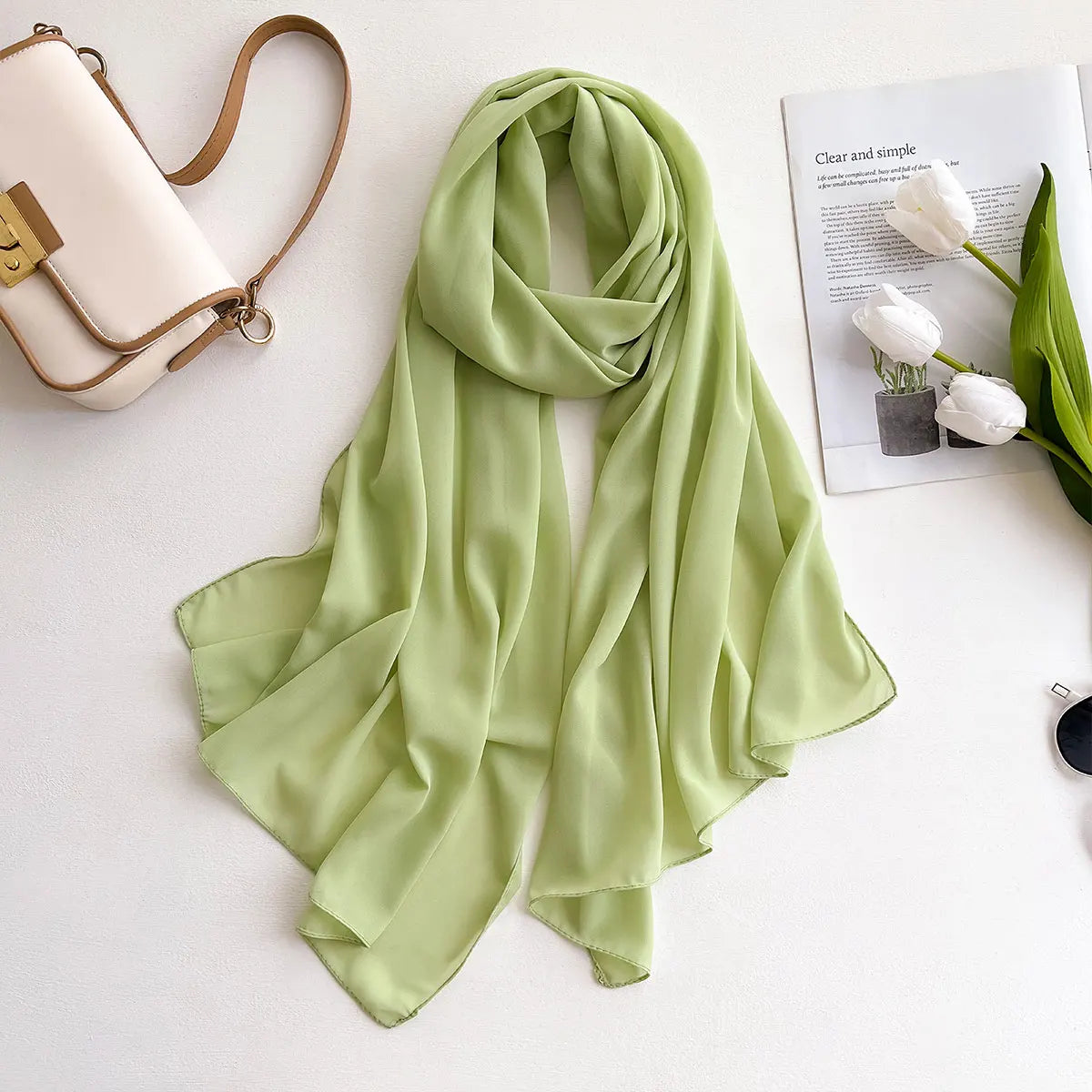 2025 Women Chiffon Hijab Scarf Premium Chiffon Muslim Hijabs Plain Good Stitching Maxi Wrap Musulman Femme Solid Color Shawls - Meesal