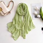 2025 Women Chiffon Hijab Scarf Premium Chiffon Muslim Hijabs Plain Good Stitching Maxi Wrap Musulman Femme Solid Color Shawls - Meesal