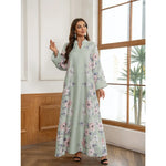 Floral Print Beaded Arabic Dress - Meesal